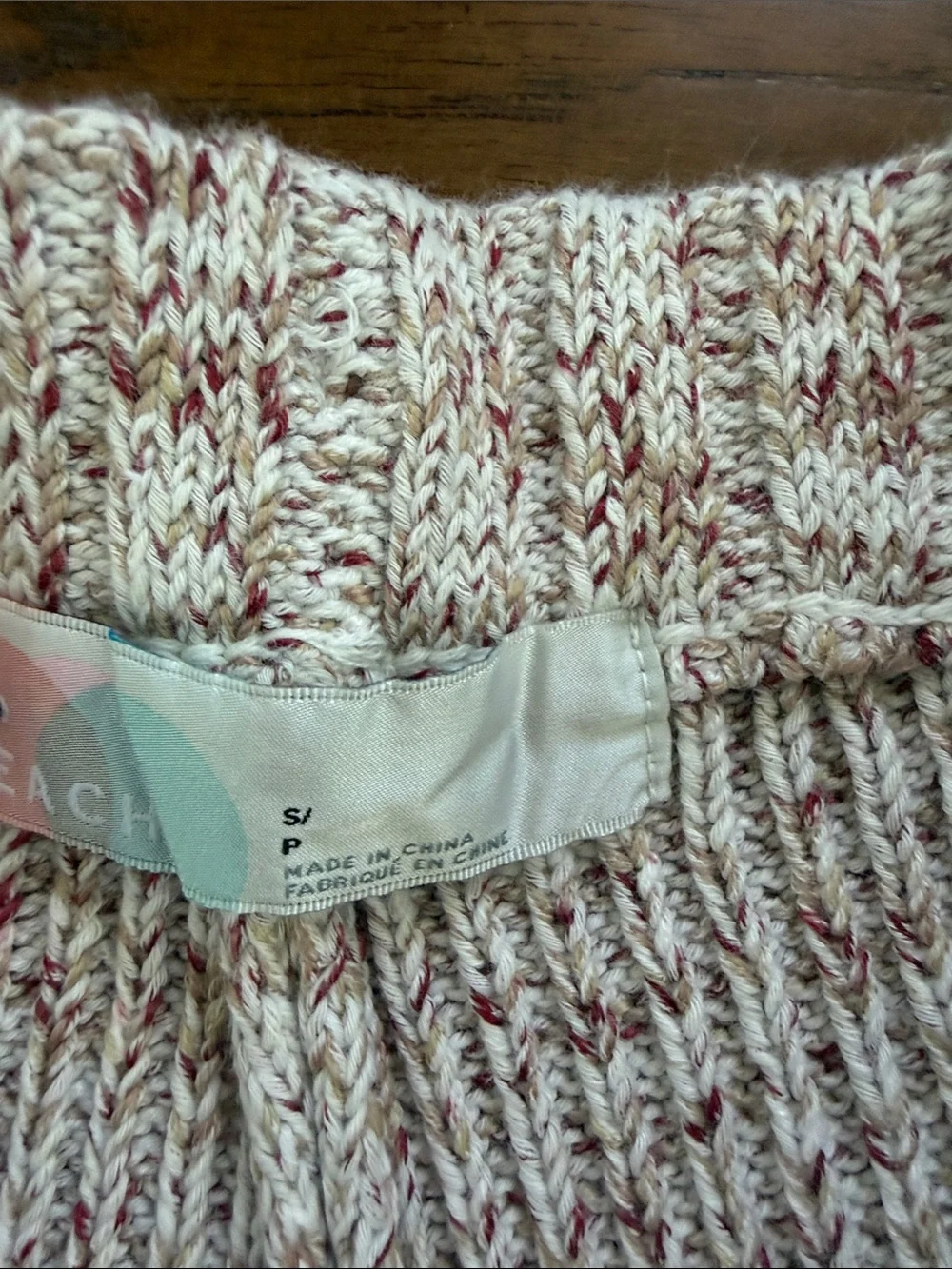 Free People Cream Knit High-Waist Shorts with Rust Speckle